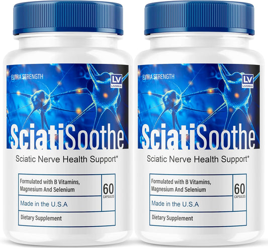 (2 Pack) SciatiSoothe Capsules, SciatiSoothe Supplement, Sciati Soothe Advanced Pill Formula, SciatiSoothe Support Supplement Capsules, SciatiSoothe Vitamins, 120 Capsules for 2 Months