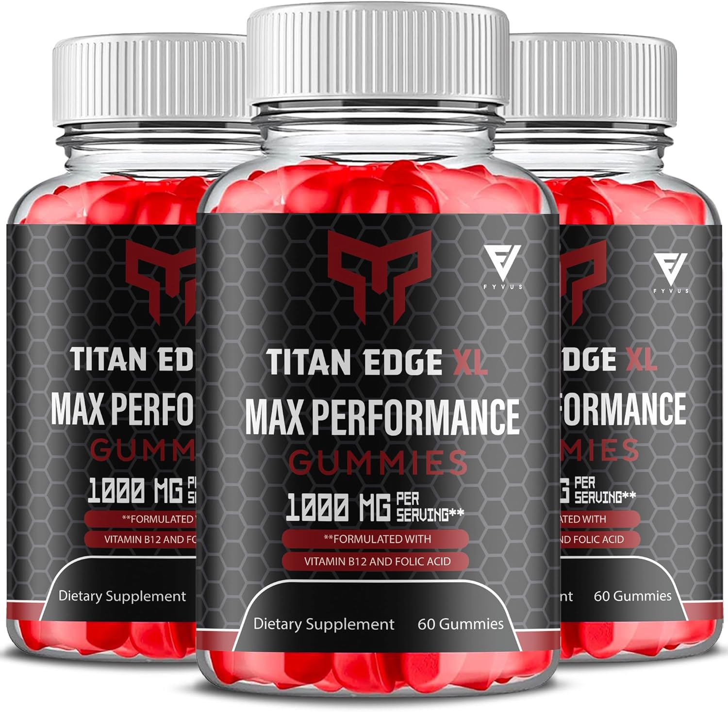 (3 Pack) Titan Edge XL Gummies, Titan Edge XL Maximum Strength Performance and High Drive 1000mg Support Supplement, TitanEdge XL Advanced Daily Supreme Confidence Multivitamin Formula (180 Gummies)