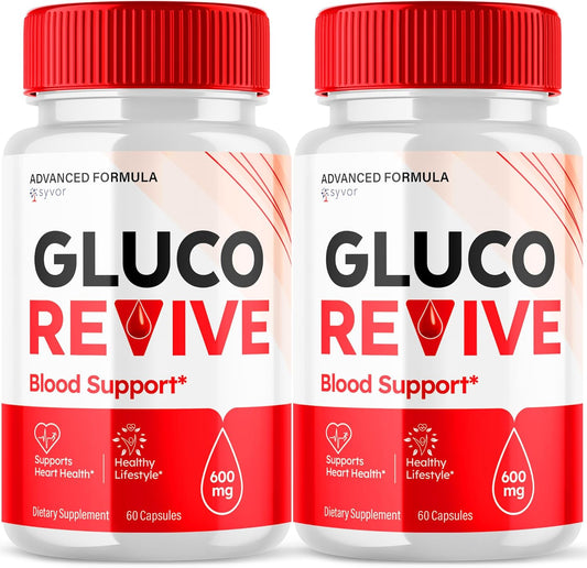 (2 Pack) Gluco Revive Capsules, Gluco Revive Advanced Formula Vitamin Pills, GlucoRevive Natural Ingredients Supports Healthy Lifesytle Glycogen Support Gluco Revive Glyco Optimizer (120 Capsules)