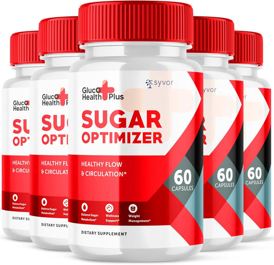 (5 Pack) Gluco Health Plus Capsules - GlucoHealth Plus Sugar Optimizer Pills Advanced Vitamin Supplement - Gluco Health Plus Natural Wellness Support Caps - Once Daily Flow Supplement (300 Capsules)