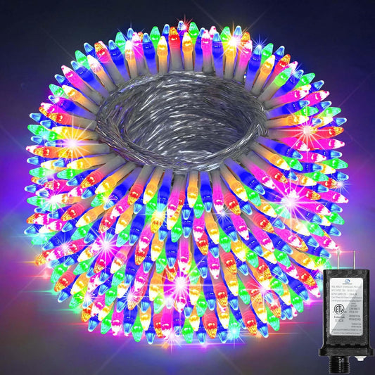 1500 LED 502FT Christmas String Lights Outdoor, Christmas Light with 8 Lighting Modes& Timer & Memory, Plug in Outdoor Waterproof Clear Wire Twinkle Light for for Xmas Yard Tree Party Decor Multicolor