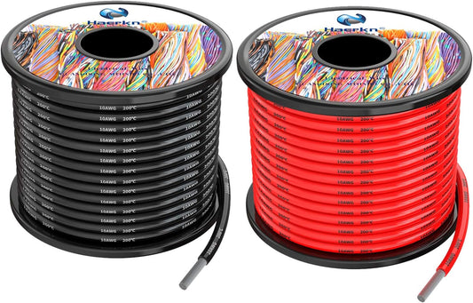 10 awg 5.2mm² Silicone Electrical Wire Cables 50 Feet [25ft Black and 25ft Red] 10 Gauge 600V Soft and Flexible Hook Up Oxygen Free Stranded Tinned Copper Wire Model Battery Cable