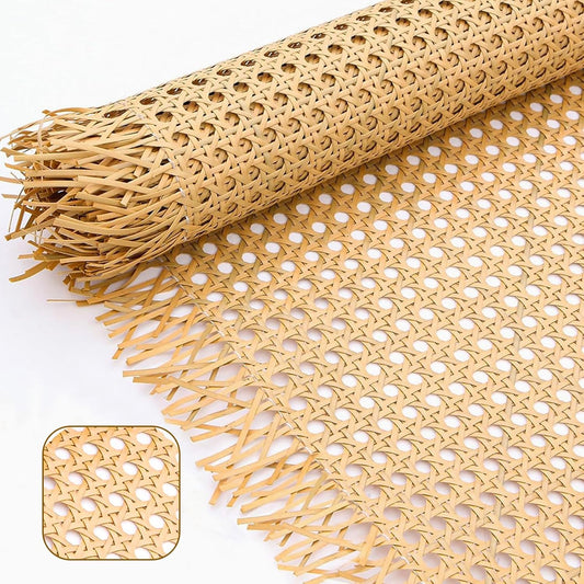 APMOE 24" W Natural Cane Webbing - 60" L Hexagon Rattan Roll Material Fabric Sheets for DIY - Woven Open Mesh Caning for Furniture Chairs Basket Cabinet Repair Supplies