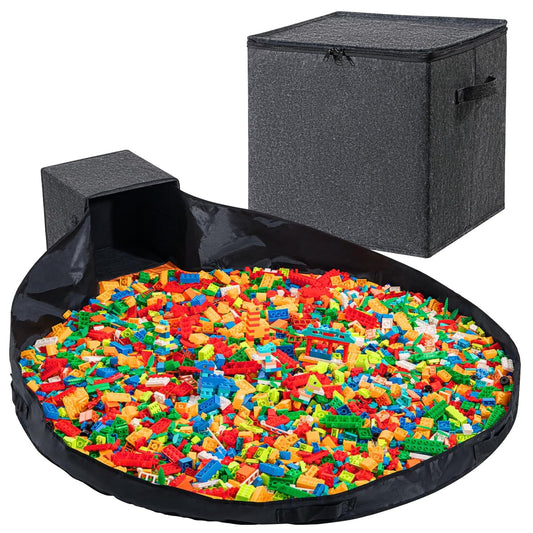 AINIYNM 2Pack Toy Storage Organizer and Play Mat 13" Basket for Building Bricks Collapsible Storage Box for Kids Nonwoven Fabric Organizer Cube Bin