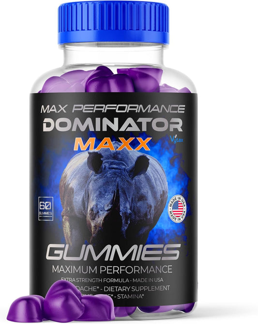 Dominator Maxxx Gummies, Dominator Maxxx Advanced Maximum Strength Supplement Gummys, All Natural Formula Vitamin Dominator Maxxx for Men Premium Ingredients Dominate Max Gomitas (60 Gummies)