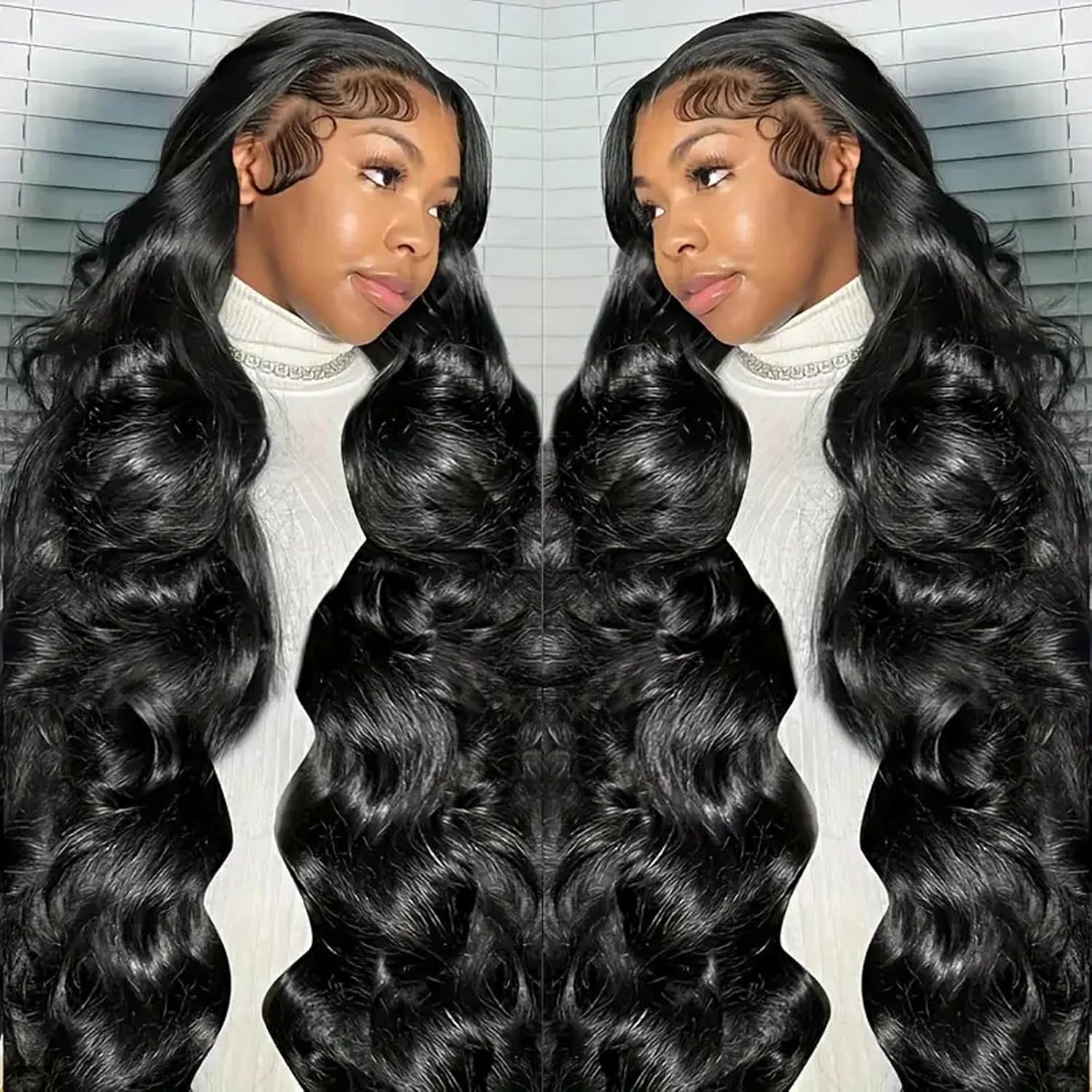 13x6 HD Lace Front Wigs Human Hair Body Wave Pre Plucked 250 Density 18 inch Black Wavy Wig