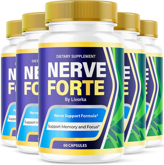 (5 Pack) Nerve Forte Capsules, Nerve Forte, Official Nerve Forte Advanced Formula, Nerve Forte All Natural Support Capsules, Nerve Forte Premium Formula Pills, Nerve Forte Vitamins Review, 5 Months
