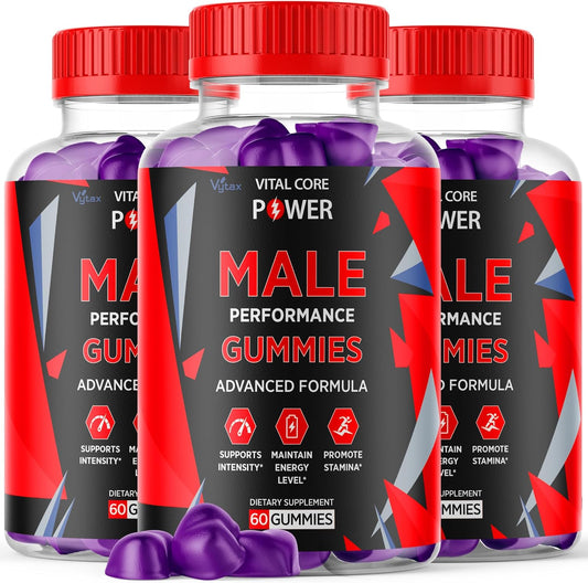 (3 Pack) Vital Core Power Gummies, Vital Core Power Advanced Maximum Strength Vitamin Supplement, VitalCore Gummies All Natural Ingredients- Premium Quality Once Daily Delicious Chewable (180 Gummies)