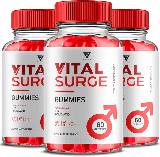 (3 Pack) Vital Surge Gummies, Vital Surge Gummies Max Strength Vitamin Support Supplement, VitalSurge Advanced Health Wellness Support Formula Gummies (180 Gummies)