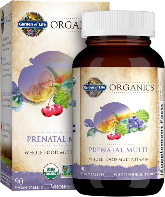 Garden of Life Organics Women\u2019s Prenatal Multivitamin with Vitamin D3, B6, B12, C & Iron, Folate for Energy & Healthy Fetal Development \u2013 Organic, Non-GMO, Gluten-Free, Vegan, 30 Day Supply