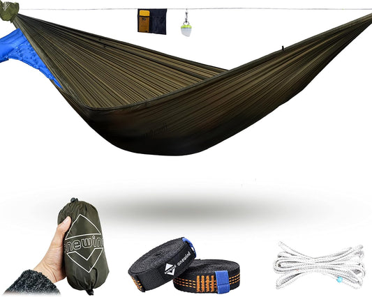Onewind Camping Hammock, Ultralight Portable Hammock with Adjustable Ridgeline, Outdoor Hammock 20D Ripstop Nylon with 2 * 12Ft Tree Strap, Ideal for Camping, Hiking, Backpacking