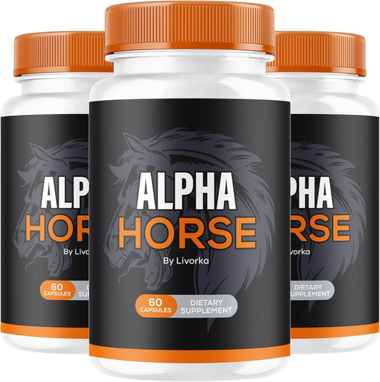 (3 Pack) Alpha Horse, Alpha Horse Pills for Men, Alpha Horse Capsules, Alpha Horse Supplement, Alpha Horse Vitamin All Natural Premium Formula, Alpha Horse Supplement Support, 180 Capsules for 3 Month