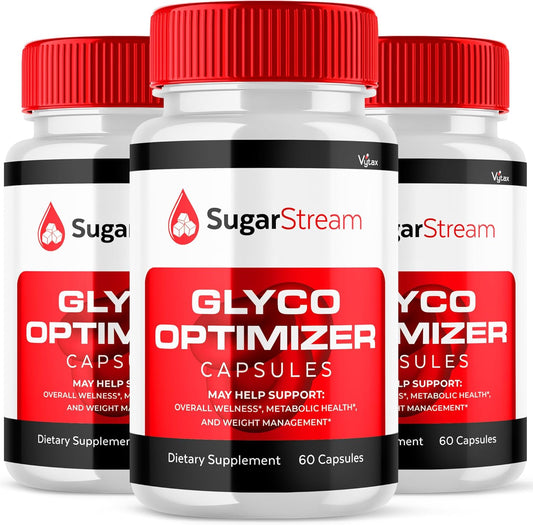 (3 Pack) Sugar Stream Glyco Optimizer, SugarStream Glycogen Support Capsules - Maximum Strength Glyco Pill Detox Formula Supplement Sugar Stream Glycol Advanced Formula Balance Vitamin (180 Capsules)