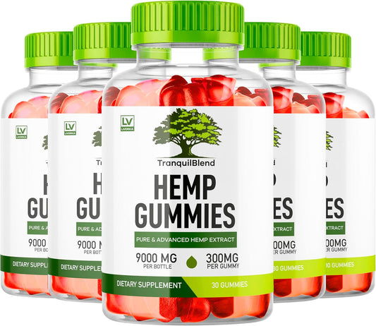 (5 Pack) Tranquil Blend Gummies, Tranquil Blend Gummies Hemp, Tranquil Blend Vitamin Supplement Support - All Natural Gummies, TranquilBlend Gummies Advanced Formula Gummys, 150 Gummies for 5 Month