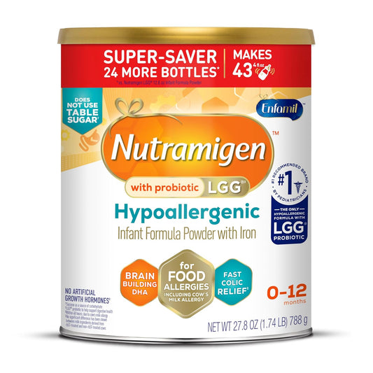 Enfamil Nutramigen Hypoallergenic Baby Formula with Iron, Lactose Free, Colic Relief from Cow's Milk Allergy Starts in 24 Hours, Brain Building DHA, Probiotic LGG for Immune Support, 27.8 Oz Can