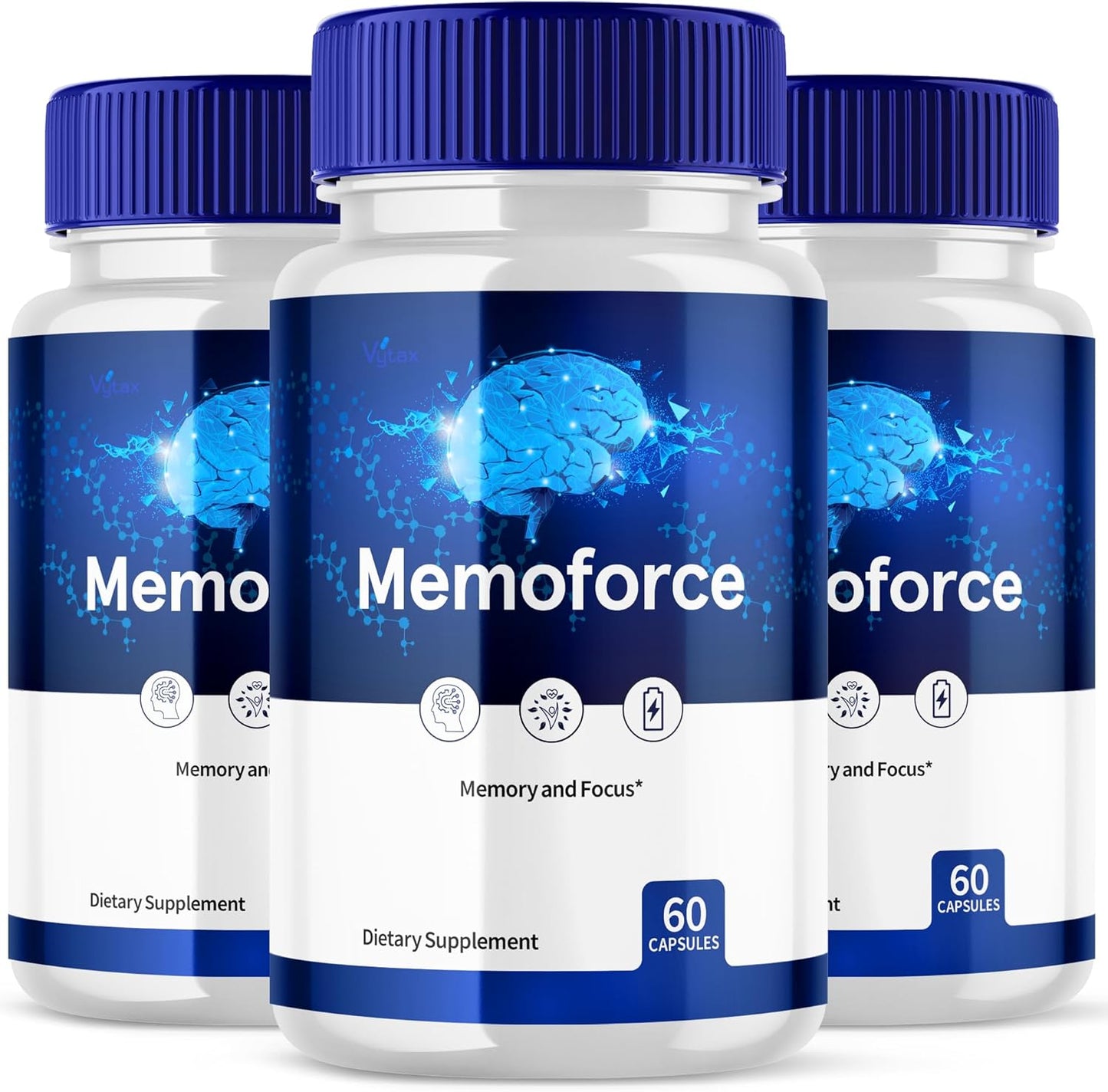 (3 Pack) Memoforce Capsules, Memoforce Advanced Nootropic Vitamin Supplement - All Natural Brain Booster Formula Memo Force Brain Clarity Pills, Premium Ginko Biloba Brain Fog Memory (180 Capsules)