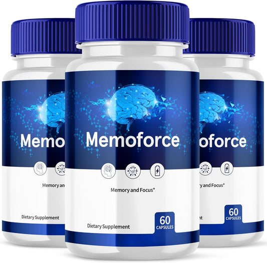 (3 Pack) Memoforce Capsules, Memoforce Advanced Nootropic Vitamin Supplement - All Natural Brain Booster Formula Memo Force Brain Clarity Pills, Premium Ginko Biloba Brain Fog Memory (180 Capsules)