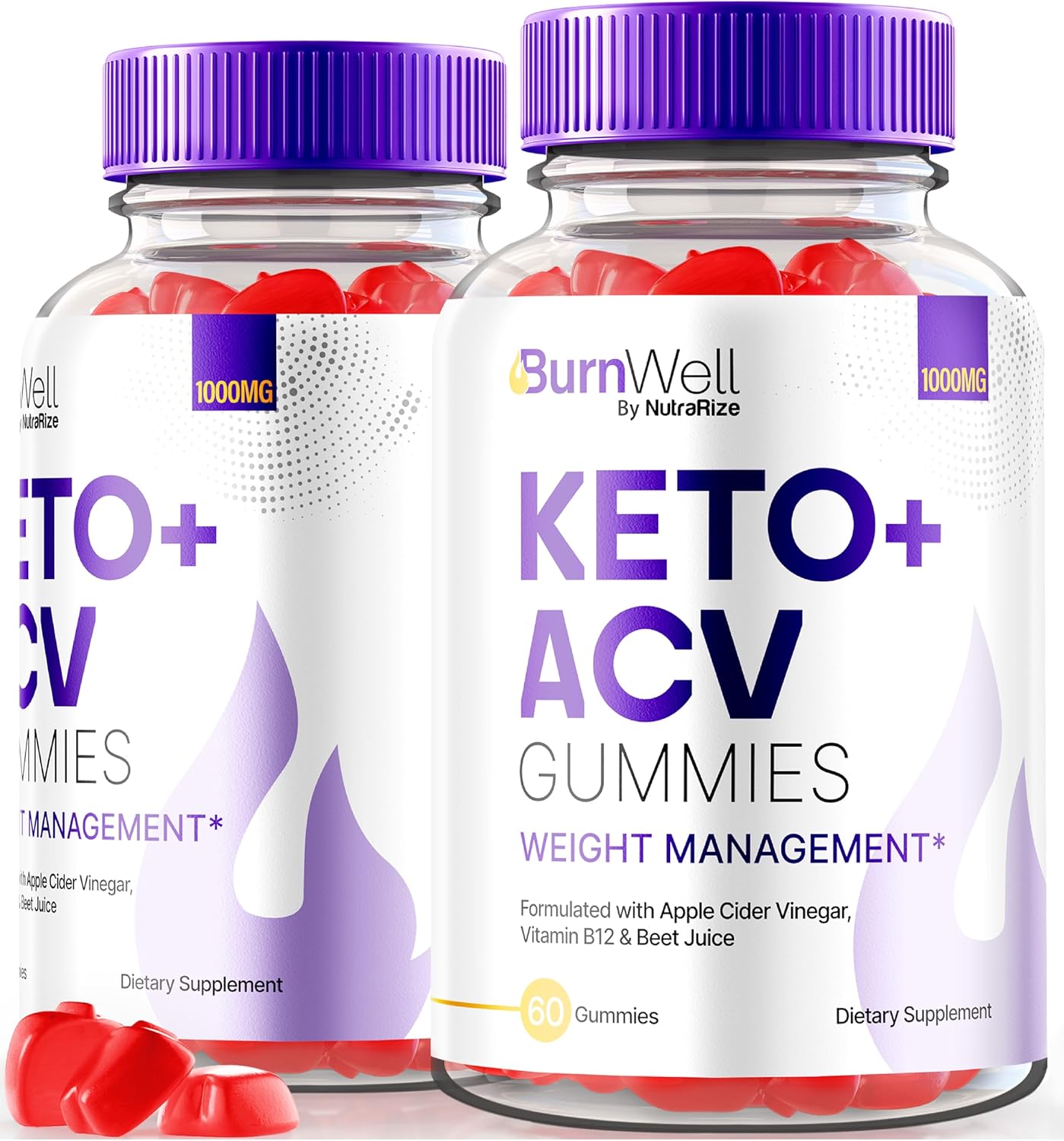 (2 Pack) BurnWell Keto ACV Gummies, Burn Well Advanced Keto + ACV Gummies Weight Loss Formula, 1000 MG Apple Cider Vinegar, Keto with B-Vitamins Plus ACV Gummy, Official Reviews (120 Gummies)