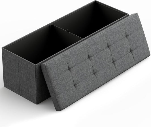 43" Folding Storage Ottoman Bench for Living Room, Bedroom, TV Entertainment - Bedroom Bench with Hidden Storage, Foot Rest Stool - 660 Capacity & Holds up to 5.6 Cubic Feet of Storage - DARK GREY