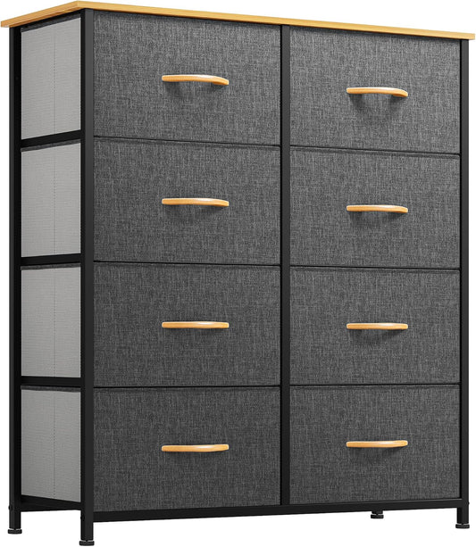 YITAHOME Dresser with 8 Drawers - Fabric Storage Tower, Organizer Unit for Bedroom, Living Room, Hallway, Closets & Nursery - Sturdy Steel Frame, Wooden Top & Easy Pull Fabric Bins