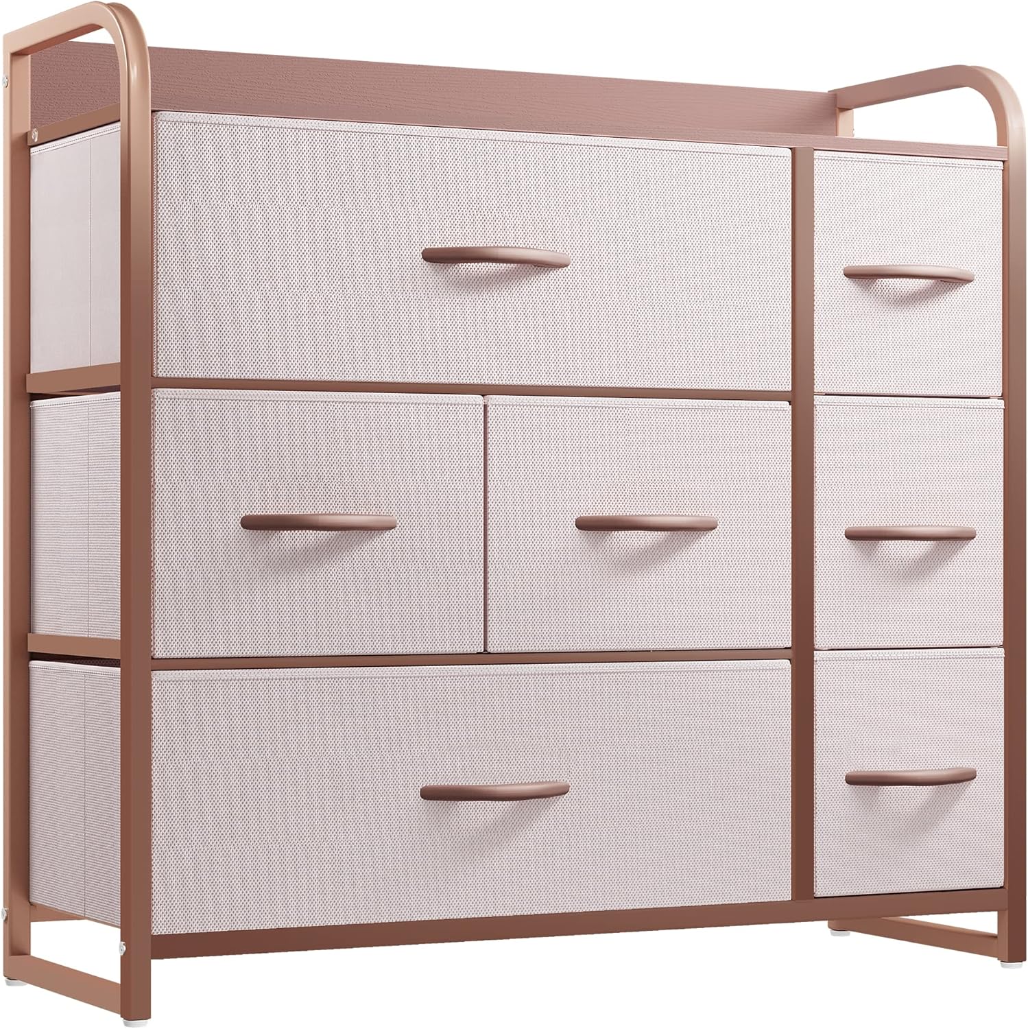 YITAHOME Dresser with 7 Drawers - Fabric Storage Tower, Organizer Unit for Bedroom, Living Room, Hallway, Closets - Sturdy Steel Frame, Wooden Top & Easy Pull Fabric Bins, Pink