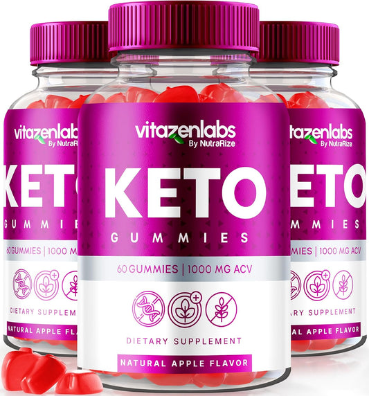 (Pack of 3 Vitazenlabs Keto Gummies, Keto Vitamins Plus Apple Cider Vinegar, All Natural 1000 MG Gummy Pills, Maximum Strength Reviews (180 Gummies)