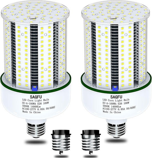 SAGFU 100W Led Corn Light Bulb,Resistance Dimmable,led Corn Bulb 5000K Daylight White Lamp,2-Pack 1000W Equivalent 13000 Lumen Super Bright,E26\/E39 Base for Outdoor Indoor Garage Warehouse Workshop G
