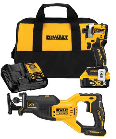 DEWALT 20V MAX 1/4in Impact Driver &amp; Reciprocating Saw Combo Kit Bundle