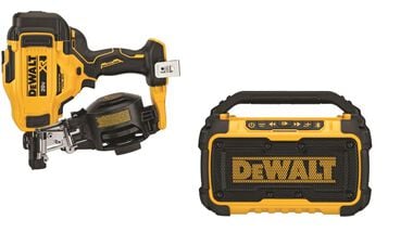 DEWALT 20V MAX 15 Cordless Coil Roofing Nailer (Bare Tool) and 12V/20V MAX Jobsite Bluetooth Speaker Bundle