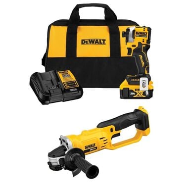 DEWALT 20V MAX Cordless Impact Driver Kit and 4.5 Inch/5 Inch Grinder Bundle