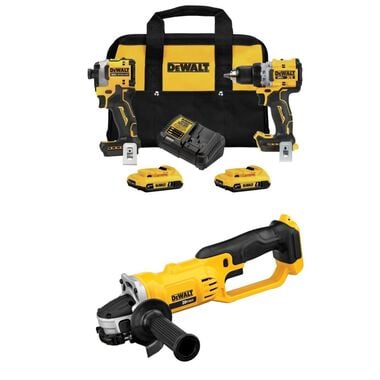 DEWALT 20V MAX Drill Driver/Impact Driver Combo Kit and 4.5 Inch/5 Inch Grinder Bundle