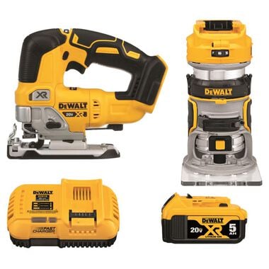 DEWALT 20V MAX XR 2 Tool Woodworking Kit Router &amp; Jig Saw
