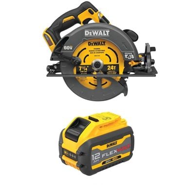 DEWALT 60V MAX 7-1/4 Inch Cordless Saw &amp; 20/60V MAX 12Ah Battery Bundle