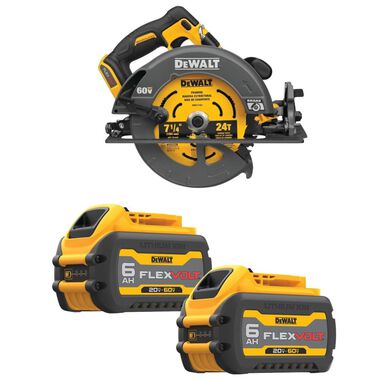 DEWALT 60V MAX 7-1/4 Inch Cordless Saw &amp; 20/60V MAX Li-Ion Battery Bundle
