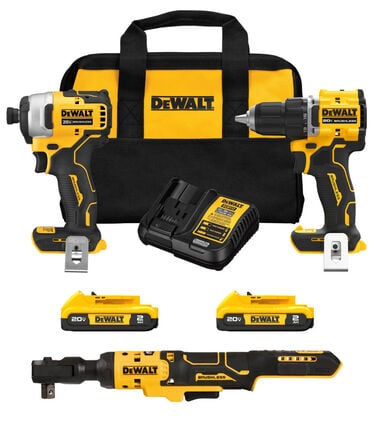 DEWALT ATOMIC 20V Max 3-Tool &amp; 20V Max Battery 2pk with Charger Combo Kit Bundle