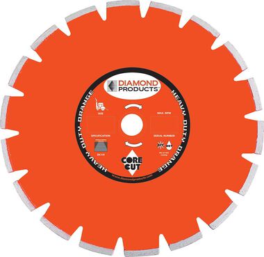 Diamond Products 14in x .125in x 1in Heavy Duty Orange Dry Green Concrete Walk Behind Saw Blade