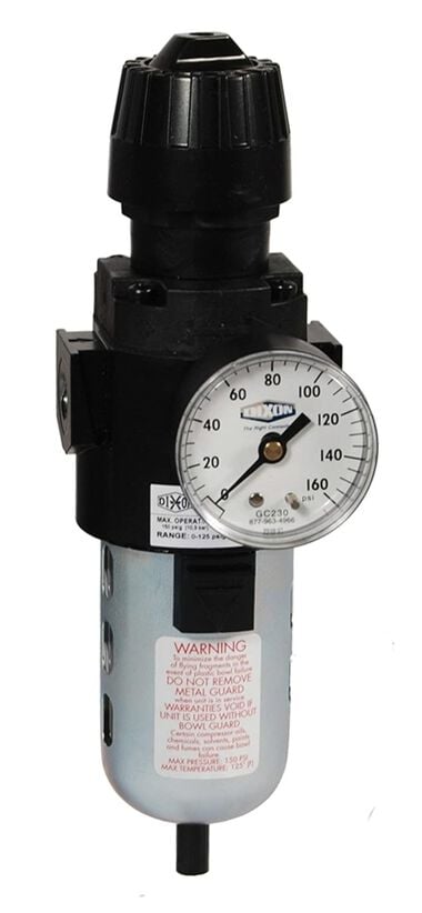 Dixon Valve and Coupling CB6 Compact Filter/Regulator Manual Transparent Bowl with Guard 70 SCFM 3/8in