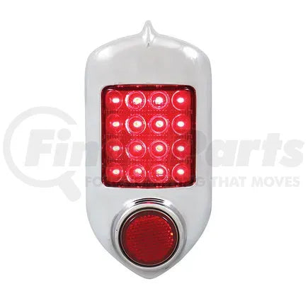 United Pacific CTL5152LED-AS - Tail Light - 16 LEDs, Chrome Housing, Red Lens, with Red Reflector