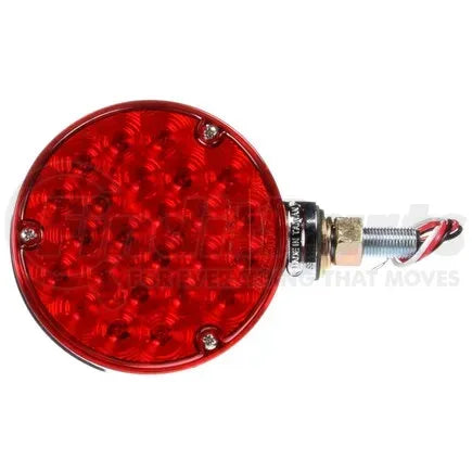 Truck-Lite 2750 - Signal-Stat Pedestal Light - LED, Red/Yellow Round, 24 Diode, Dual Face, 3 Wire, 1 Stud, Chrome, Stripped End/Ring Terminal