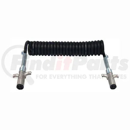 Tectran 7R6122M - Trailer Wiring Plug - 12 ft., 6-Way, Powercoils, Black, 6/14 Gauge