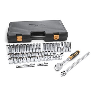 GEARWRENCH 1/2 Inch Drive 90-Tooth 6-Point Standard and Deep SAE/Metric Mechanics Tool Set 53 Piece