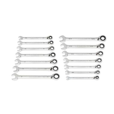 GEARWRENCH 14 Pc. 90-Tooth 12 Point SAE Reversible Ratcheting Wrench Set