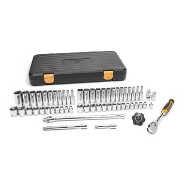 GEARWRENCH 3/8 Inch Drive 90-Tooth 6-Point Standard and Deep SAE/Metric Mechanics Tool Set 58 Piece