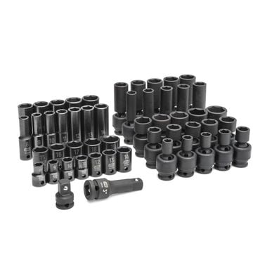 GEARWRENCH 3/8in Drive 6 Point Metric Standard &amp; Deep Impact Socket Set 51pc