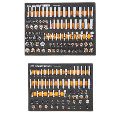 GEARWRENCH 89 Piece 1/4 Inch Metric and 68 Piece 1/4 Inch SAE Socket Set Bundle with Tray