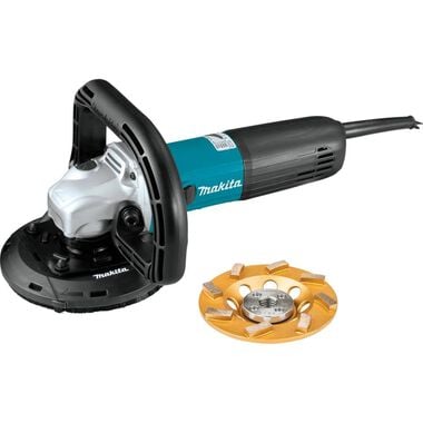 Makita 5in Concrete Planer with Dust Extraction Shroud &amp; Diamond Cup Wheel