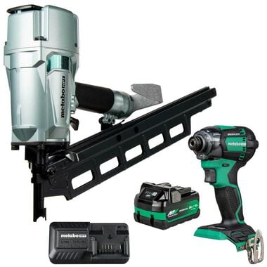 Metabo HPT Pro Bundle 3-1/4 Inch 21 Plastic Collated Framing Nailer with BONUS Impact Driver Kit