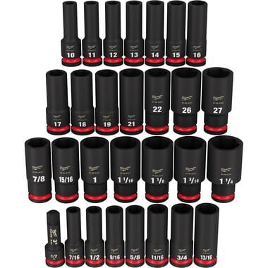 Milwaukee 1/2in Drive SAE &amp; Metric Deep 6 Point Socket Set 29pc