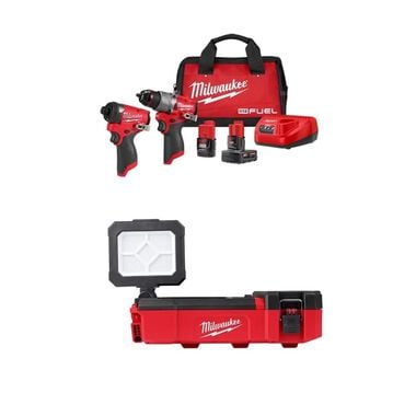 Milwaukee M12 FUEL 2-Tool Combo Kit, M12 Packout Flood Light with USB Bundle