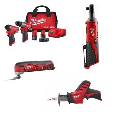 Milwaukee M12 FUEL 2-Tool Combo Kit, Multi-Tool, Reciprocating Saw, Ratchet Bundle